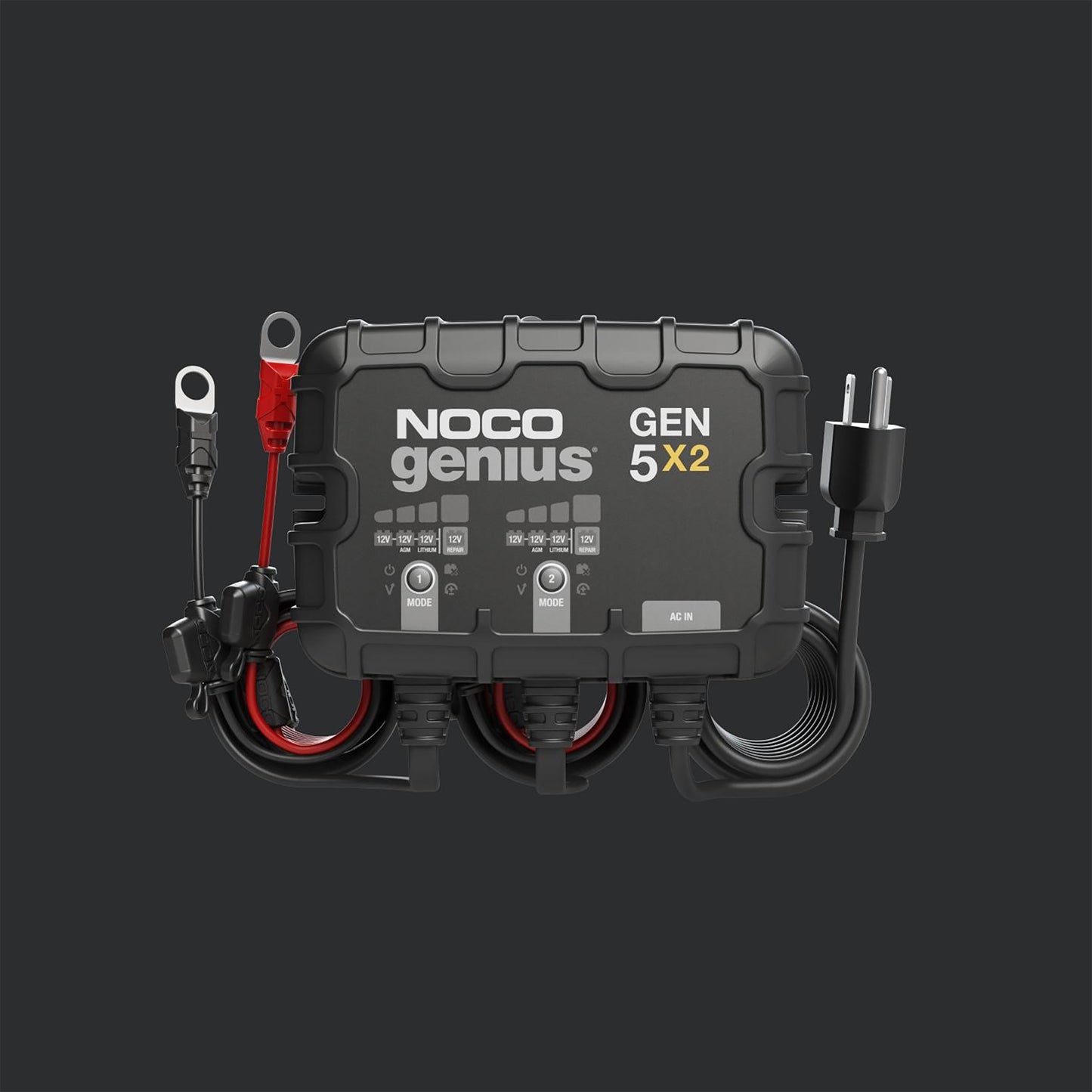 2-BANK, 10-AMP ON-BOARD CHARGER, (5-AMPS PER BANK) BATTERY CHARGER