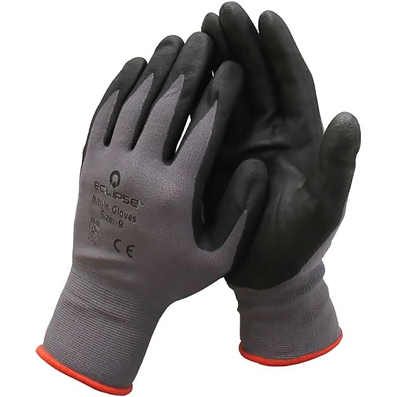 Nitrile-coated Large Red band EN388 Standard Gloves
