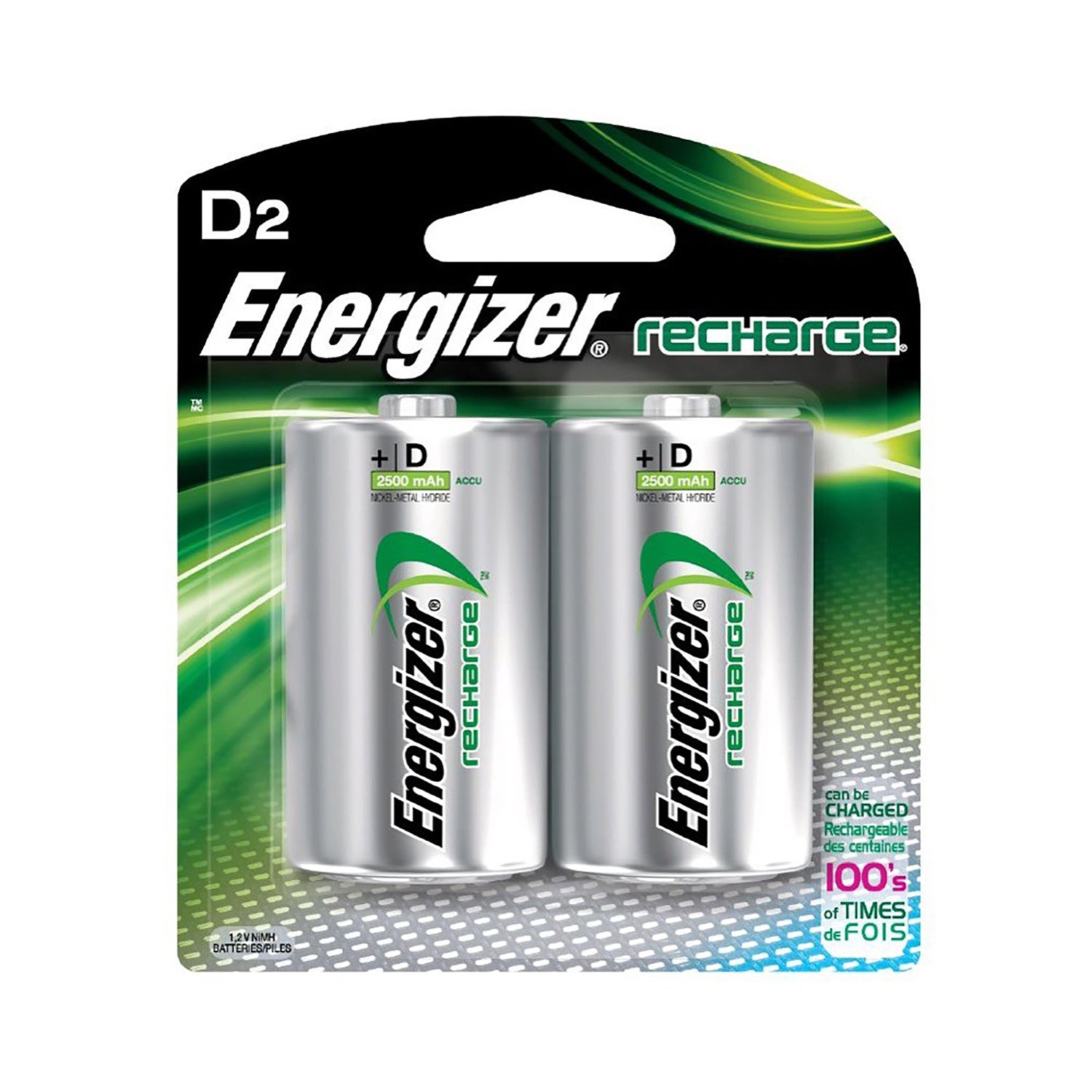 Energizer D NiMH 2500mah Rechargeable Battery