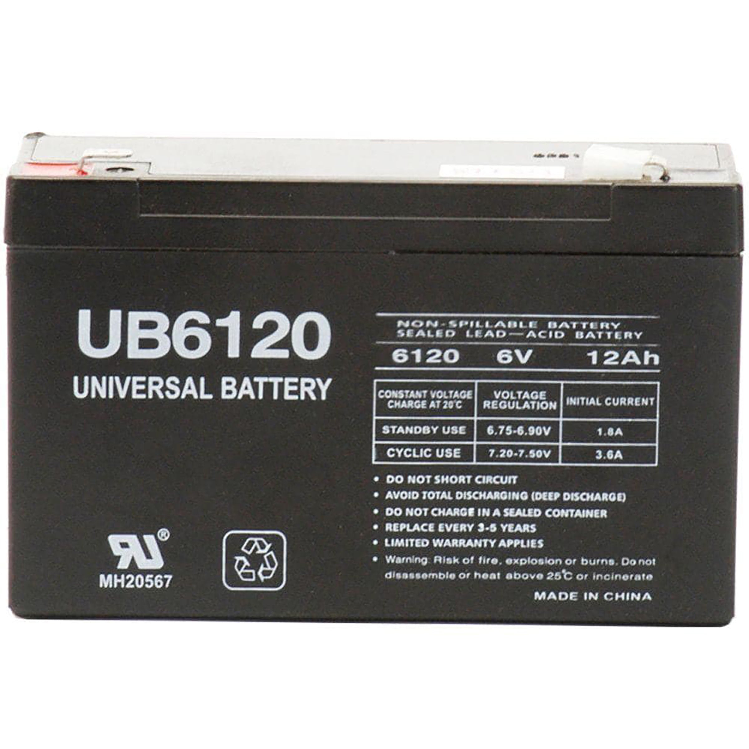 6V 12ah F1 Terminal SLA Battery