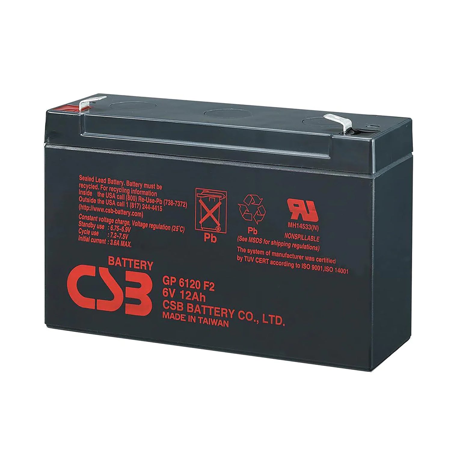 6V 12ah F2 Terminal SLA Battery